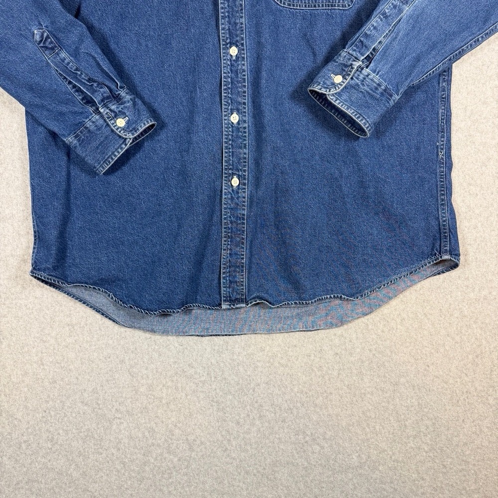Vintage Chaps Ralph Lauren Shirt Mens XL Blue Denim Oversized Button Up Western - Picture 9 of 12